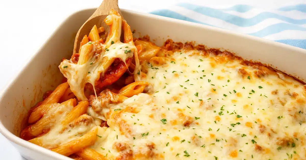 Easy baked penne and smoked sausage casserole
