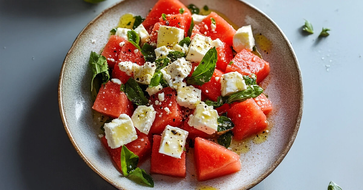 Basil Watermelon Feta Salad