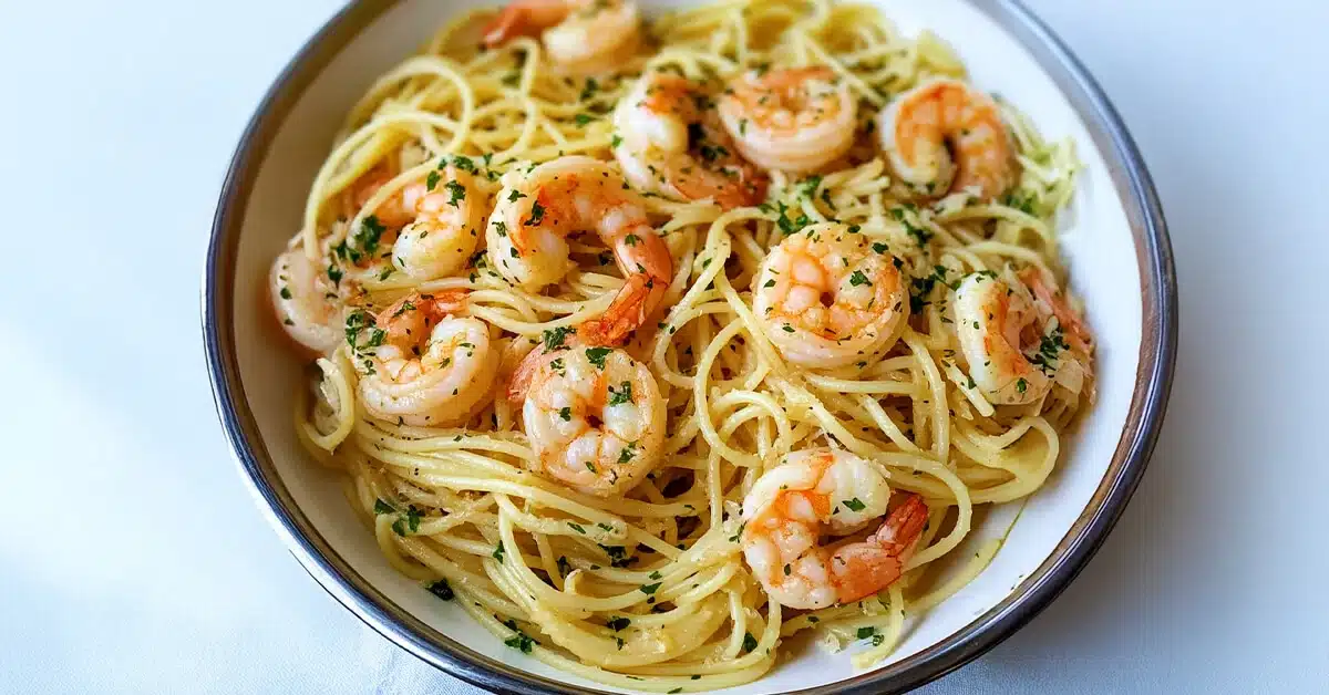 Easy Garlic Shrimp Spaghetti