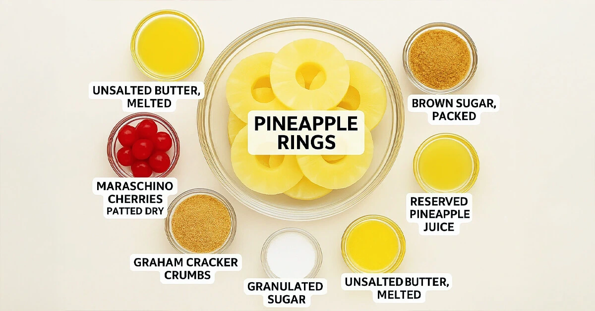 Mini Pineapple Upside-Down Cheesecakes Recipe Ingredients for Mini Pineapple Upside-Down Cheesecakes