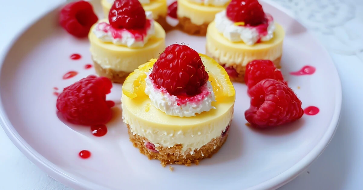 Mini Lemon and Raspberry Cheesecakes