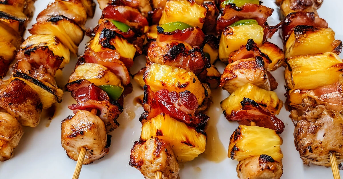 Tropical Hawaiian Chicken Pineapple Kabobs