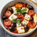 baked feta with olives and cherry tomatoes