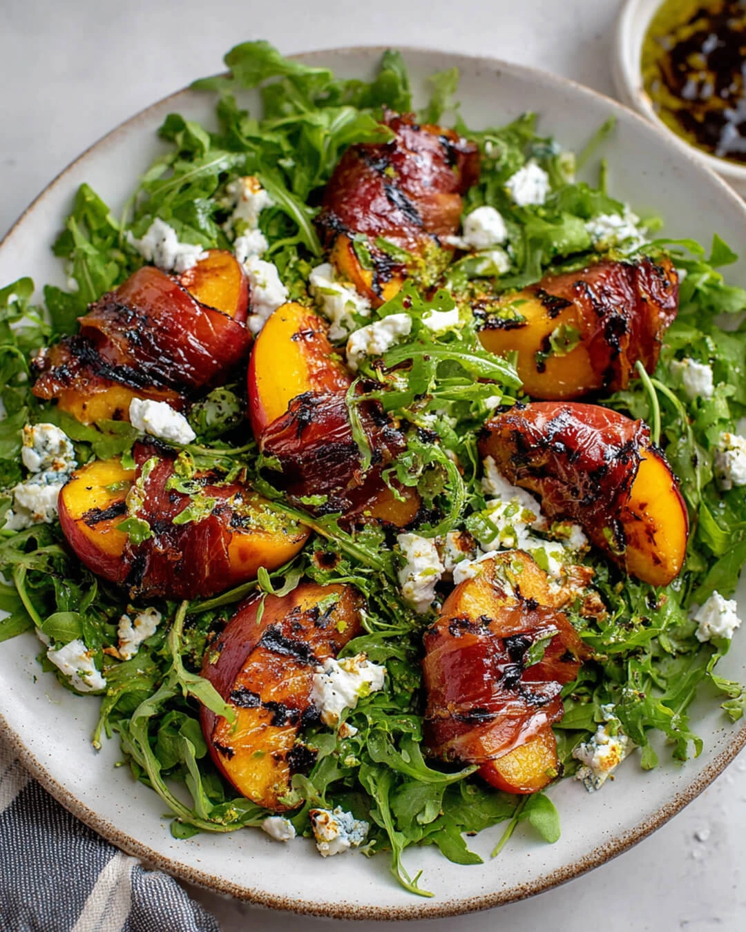 Ingredients You Need for Grilled Prosciutto Wrapped Peaches with Arugula Goat Cheese