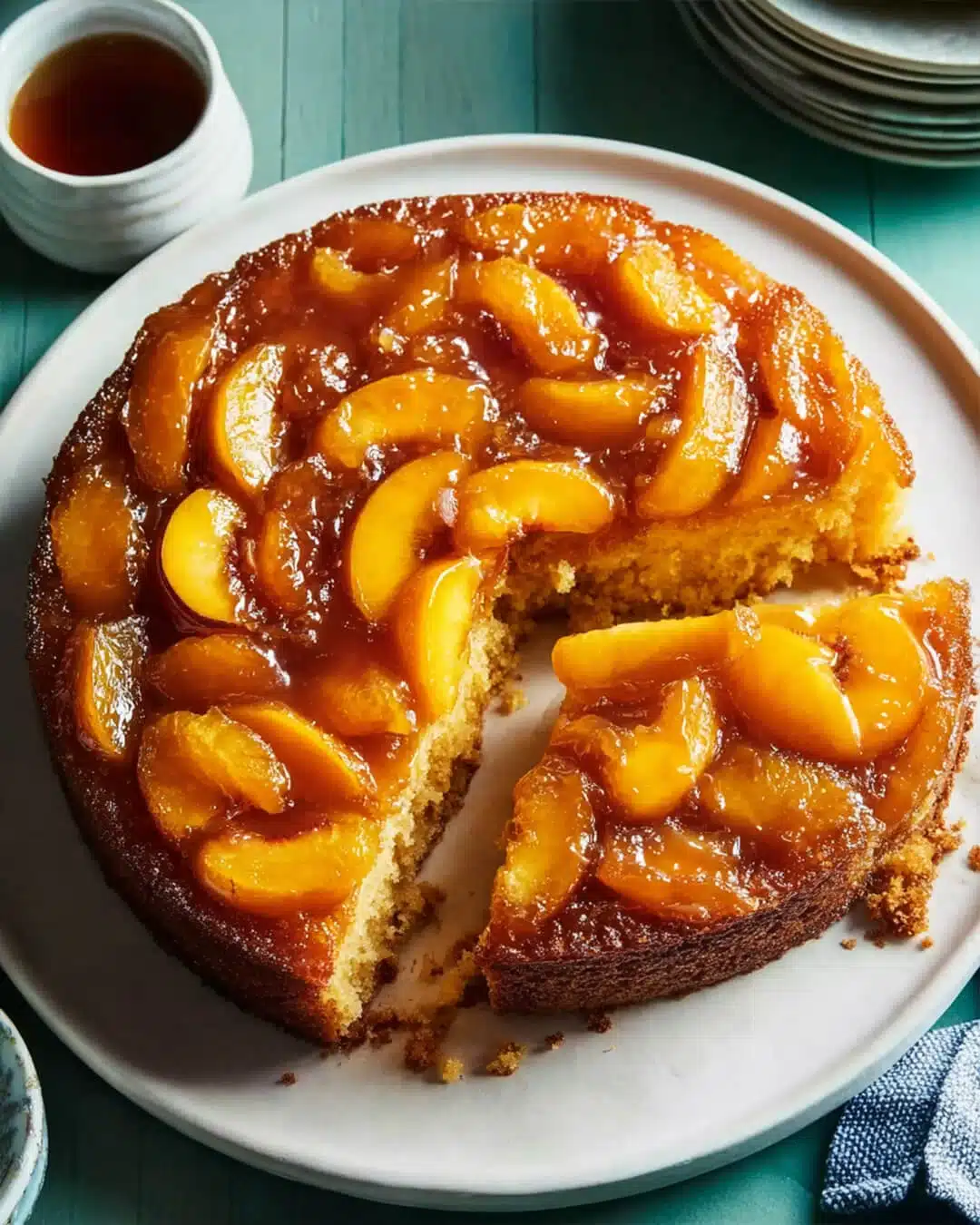 The Ingredients for this Peach Upside Down Cake