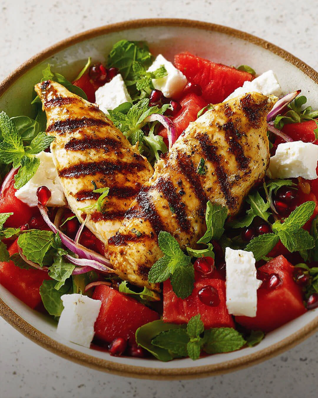 Watermelon Feta and Mint Salad with Grilled Chicken Why Youll Love This Watermelon Feta and Mint Salad with Grilled Chicken