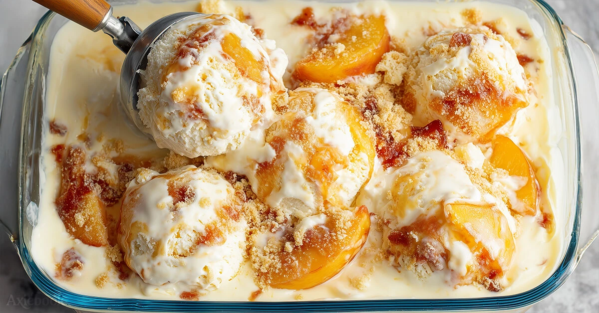 No-Churn Peach Cobbler Ice Cream