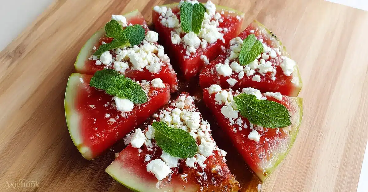 Watermelon Pizza with Feta and Basil