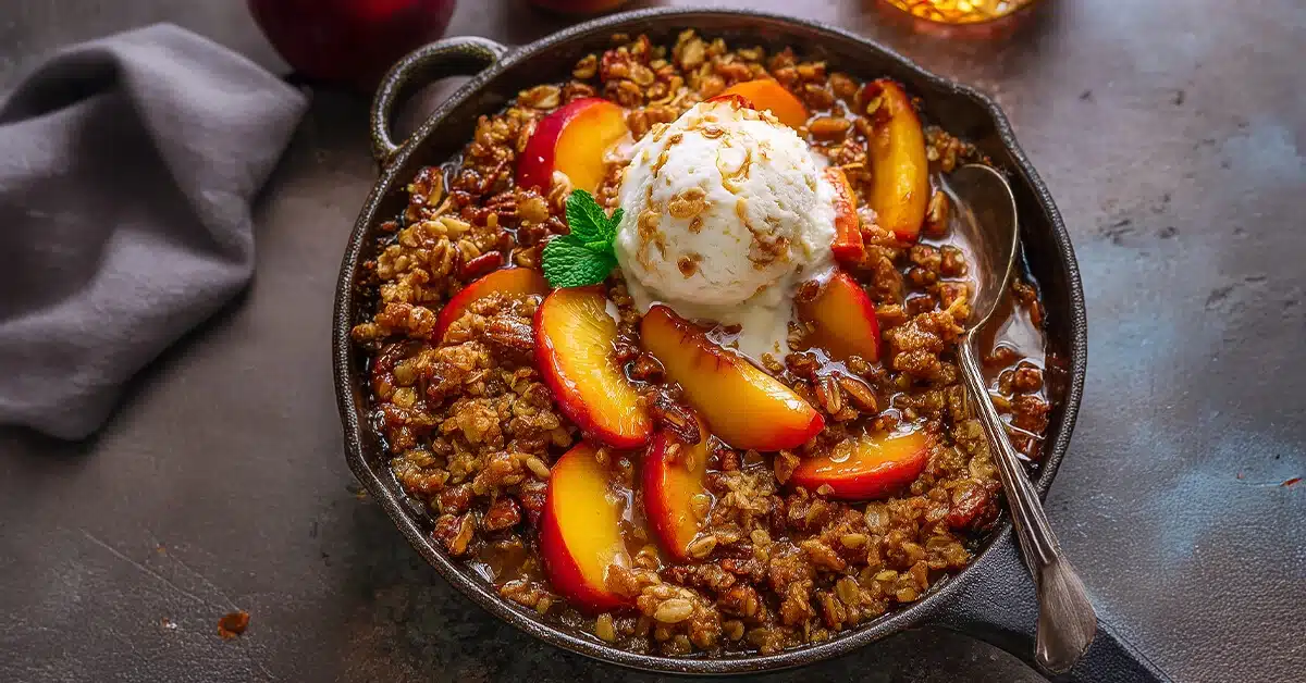Bourbon Pecan Peach Crisp