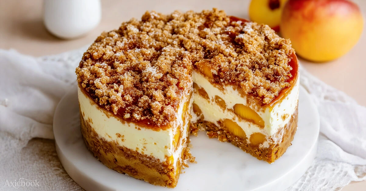 Easy Peach Crumble Cheesecake