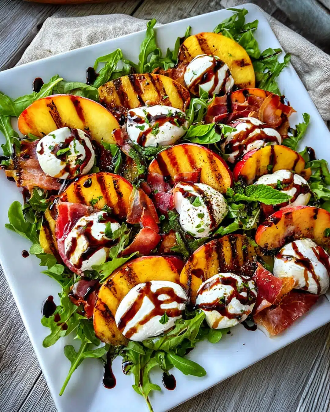 Everything you need for the perfect Grilled Peach and Burrata Salad