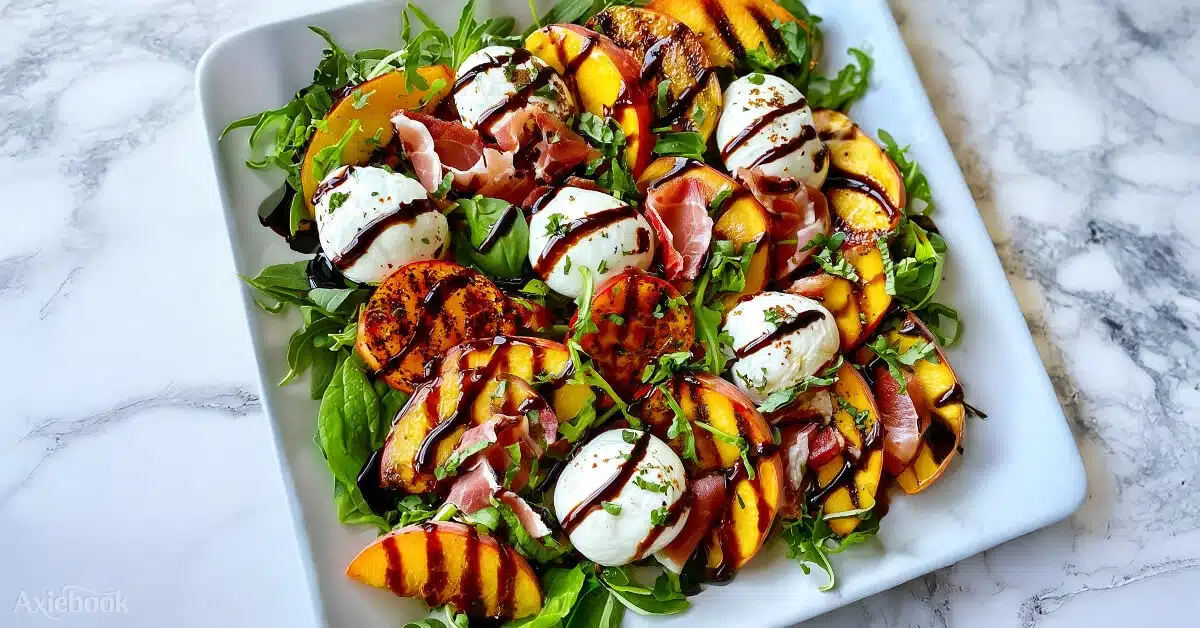 Grilled Peach and Burrata Salad with Balsamic Drizzle
