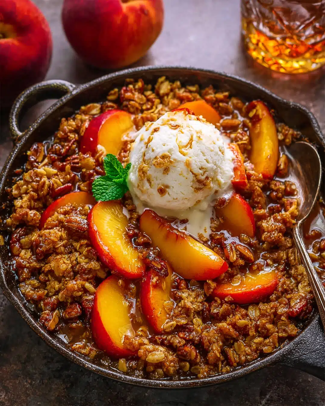 Here is what I love most about my Bourbon Pecan Peach Crisp