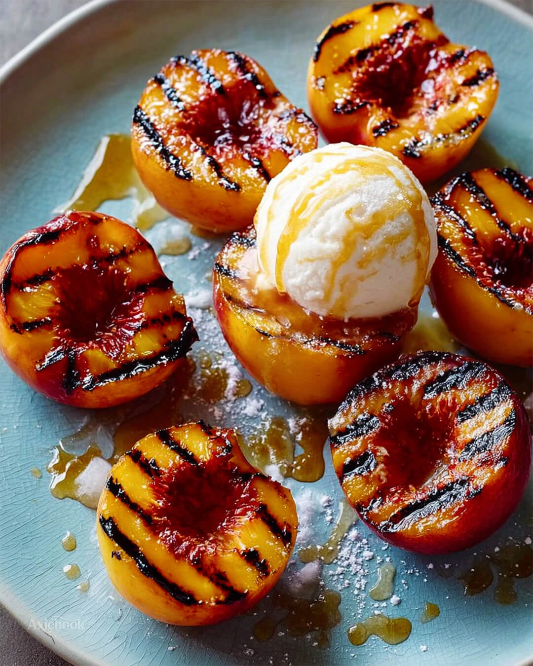 How I Make This Vanilla Ice Cream with Grilled Peaches