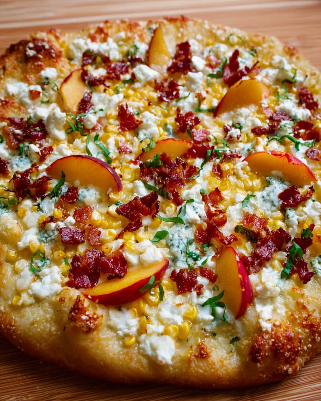White Pizza with Peach and Corn How I Make This White Pizza with Peach and Corn