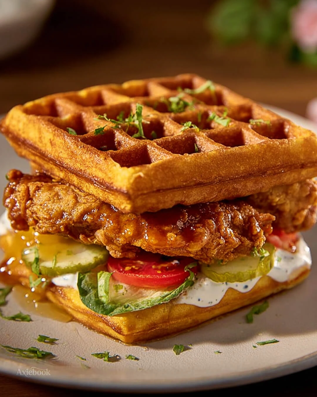 My go to methods for this Fried Chicken Waffle Sandwich