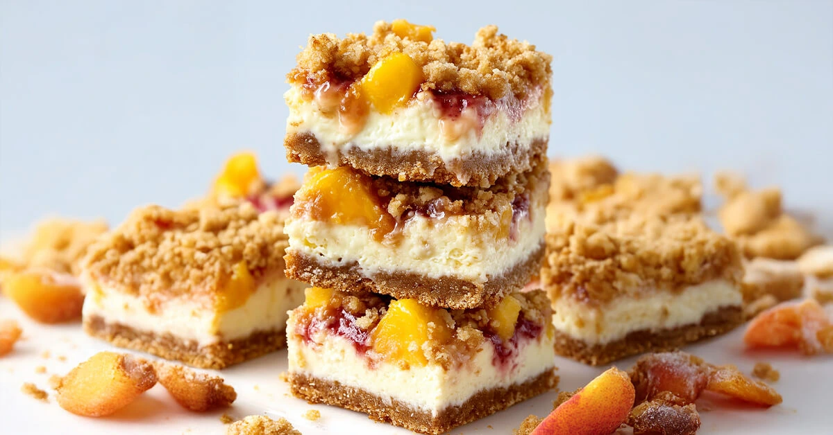 Peach Cobbler Cheesecake Bars