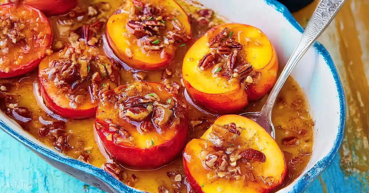 Roasted Peaches with Honey and Pecans