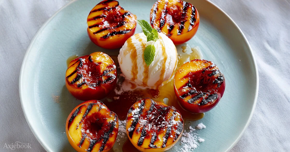 Vanilla Ice Cream with Grilled Peaches