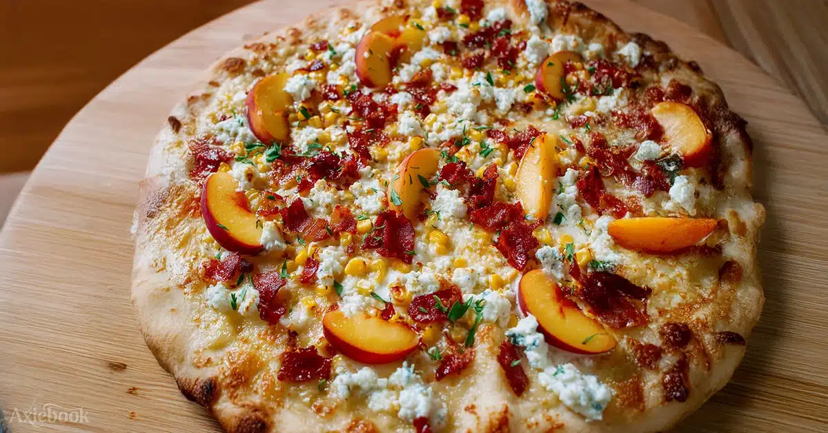 White Pizza with Peach and Corn
