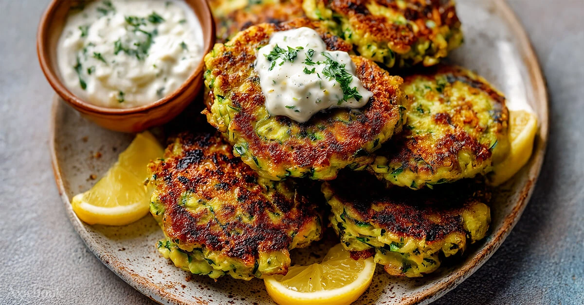 Easy Zucchini Fritters with Creamy Yogurt Sauce