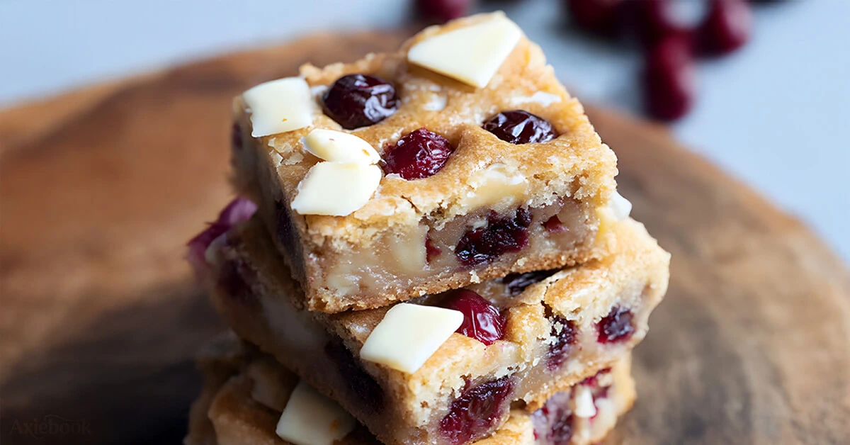 Heavenly White Chocolate Cranberry Blondies
