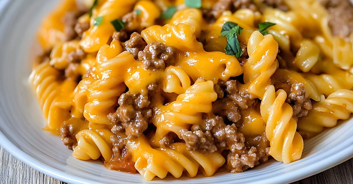 The Ultimate Cheesy Beef Taco Pasta