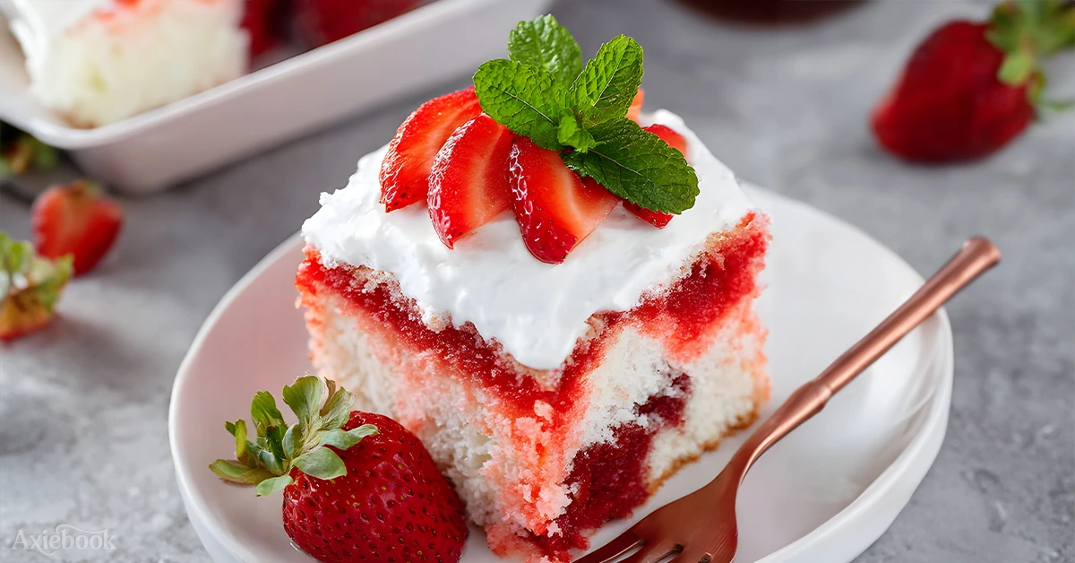 Irresistible Strawberry Poke Cake