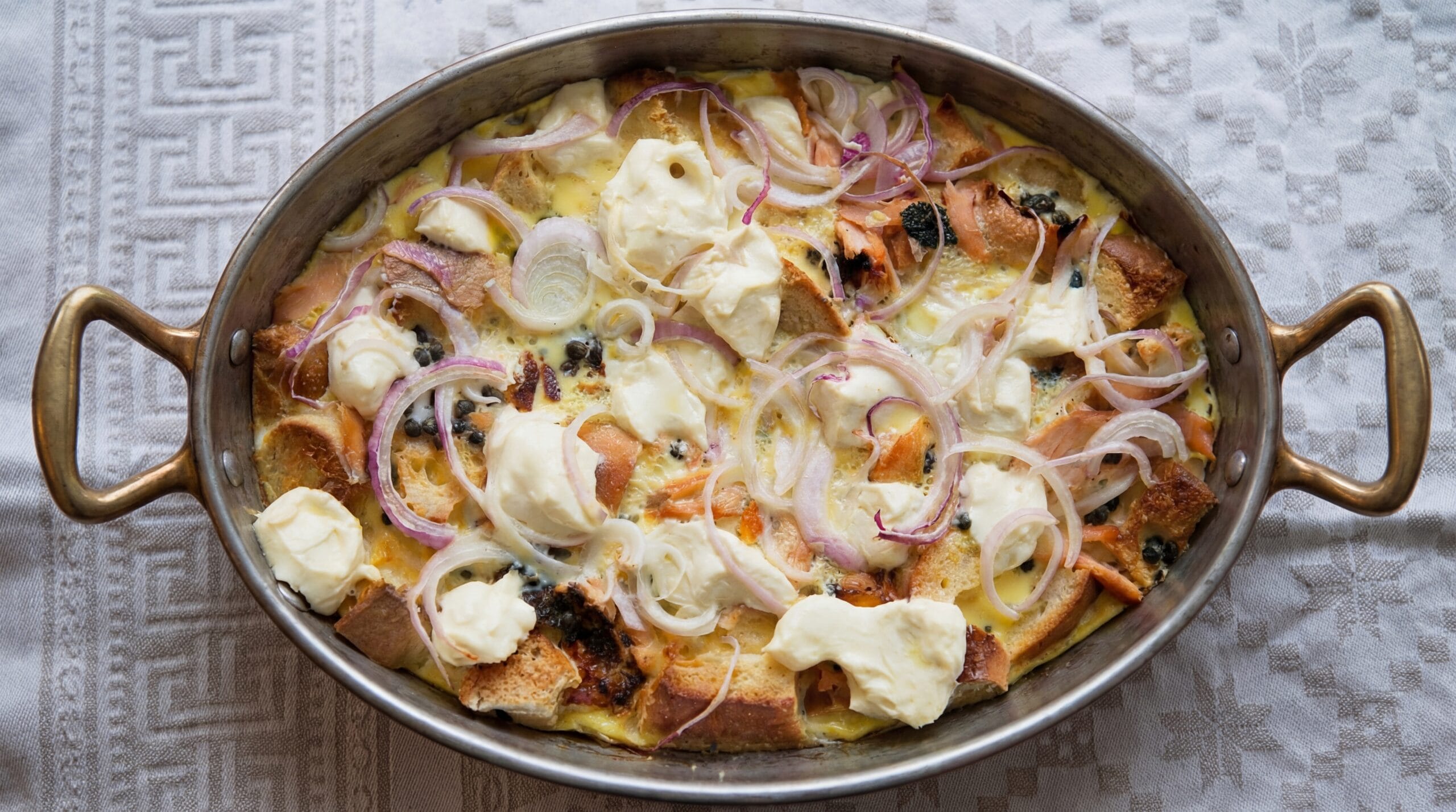 Bagel Cream Cheese Strata Recipe - Featured Image