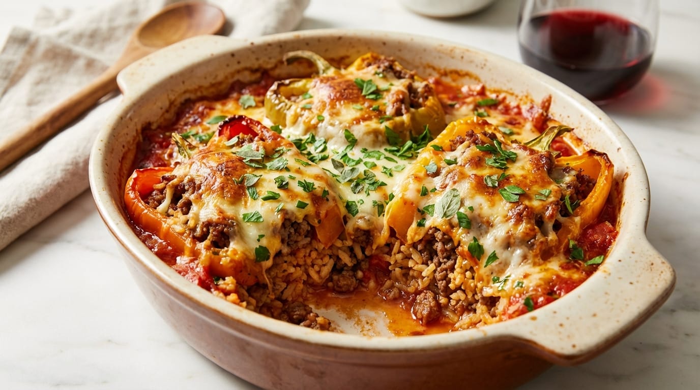 Easy Stuffed Pepper Casserole Recipe - Featured Image