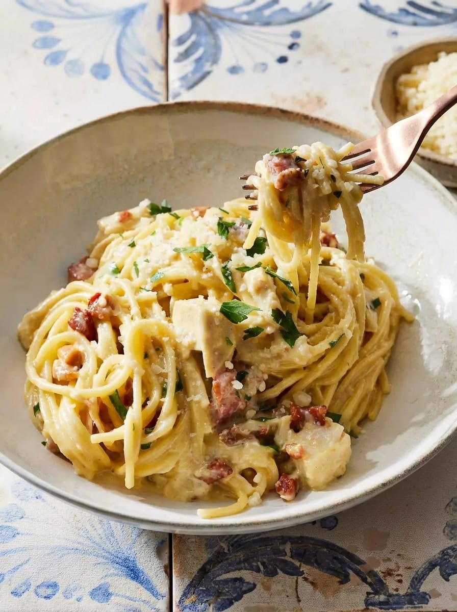 Everything You Need for Perfect Chicken Carbonara Pasta Bake