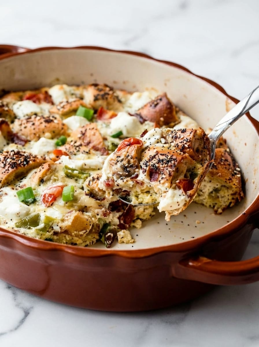 Everything You Need for Perfect Everything Bagel Breakfast Casserole