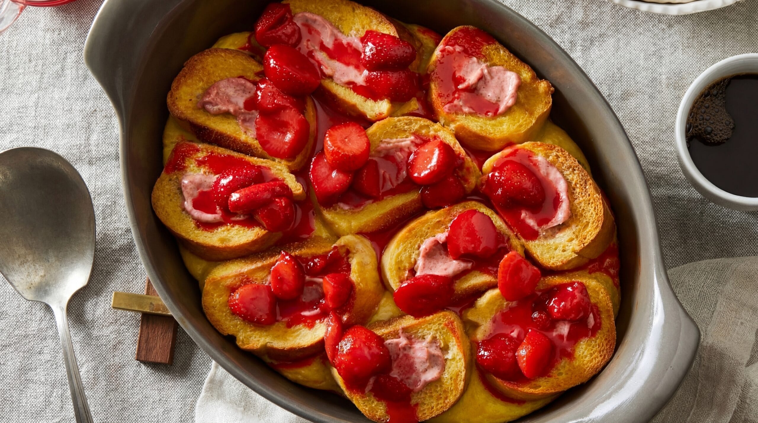 French Toast Casserole With Strawberry Sauce Recipe - Featured Image