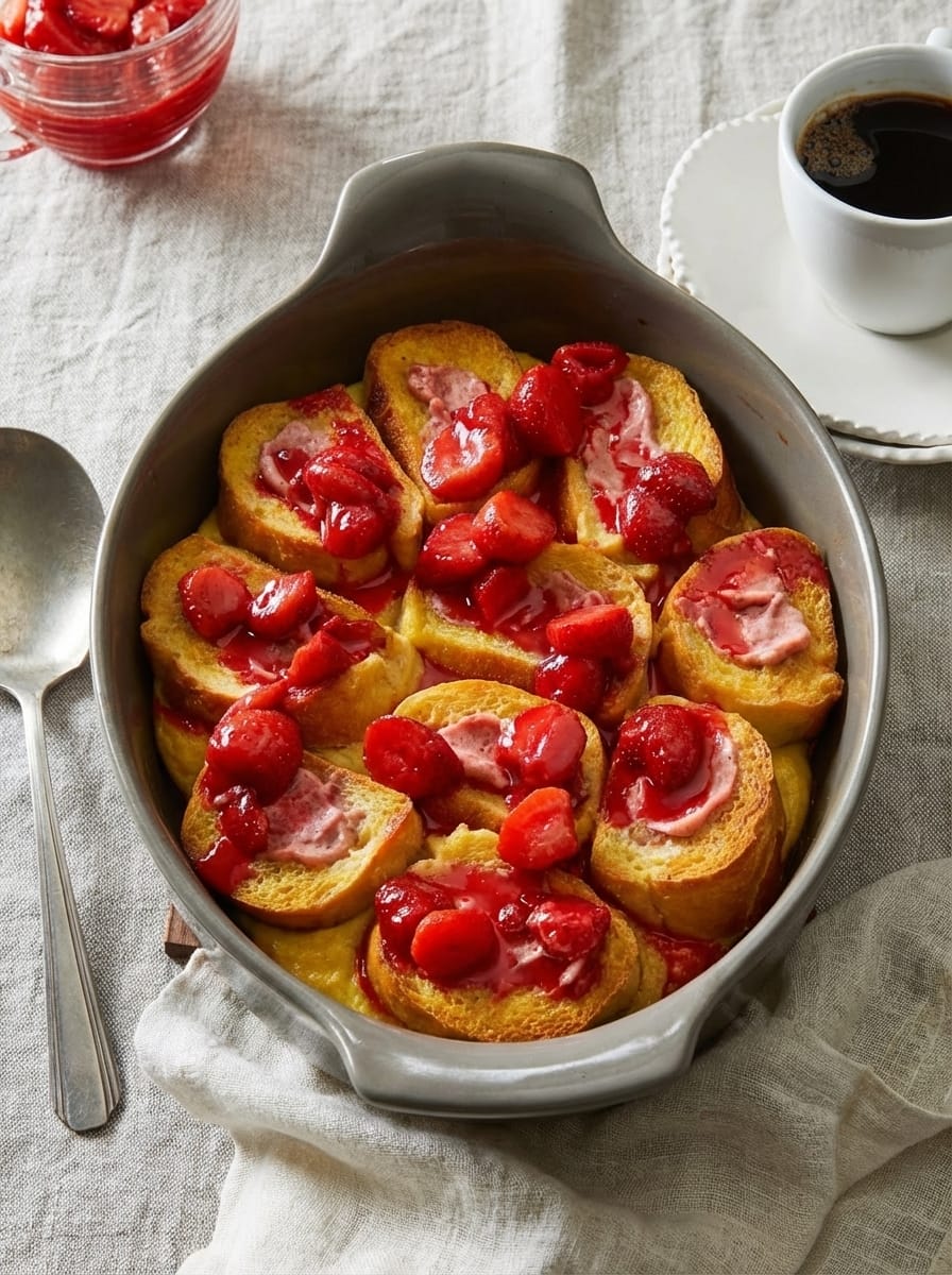 Ingredients for French Toast Casserole With Strawberry Sauce