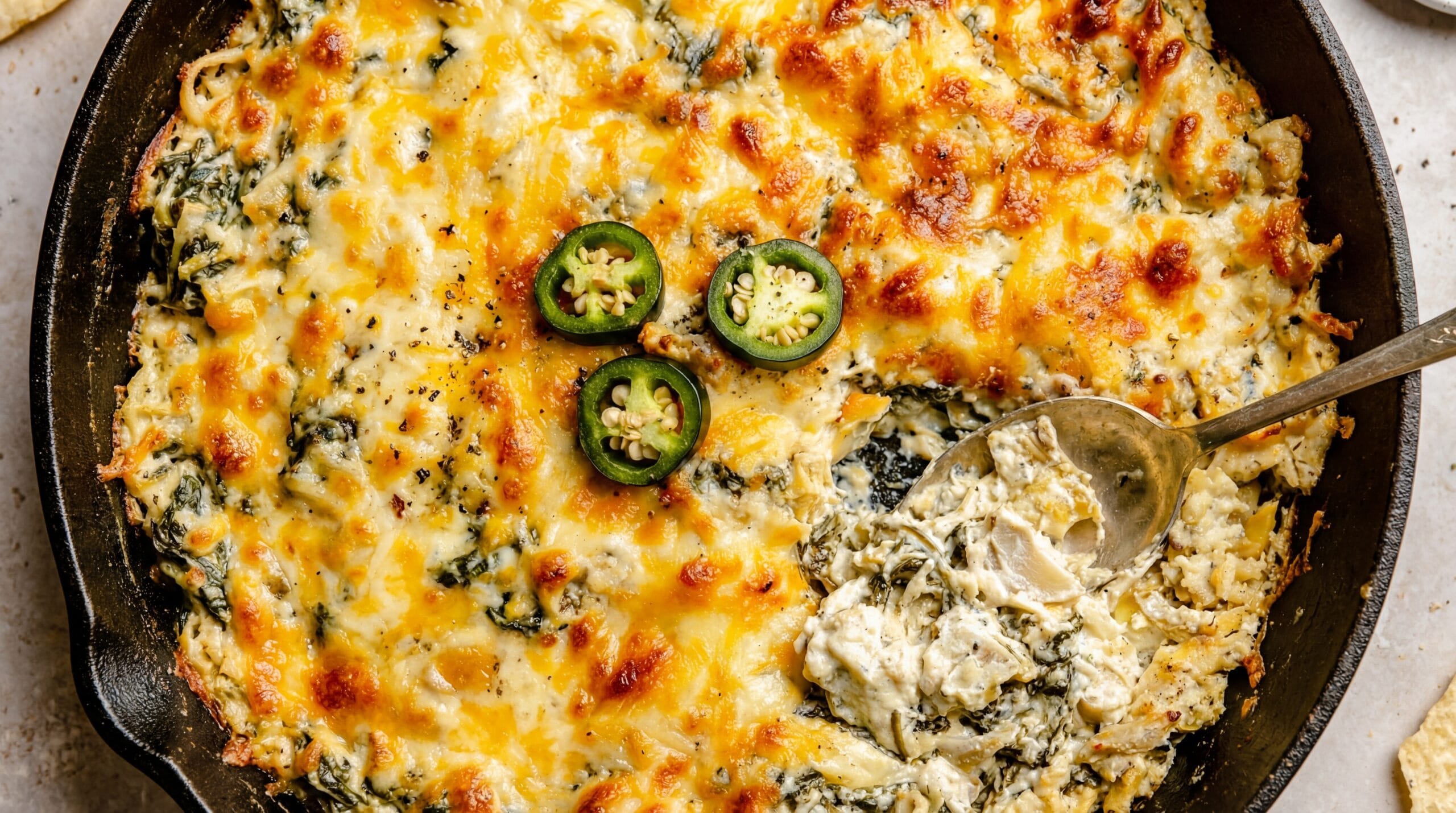 Jalapeño Spinach Artichoke Dip Recipe - Featured Image