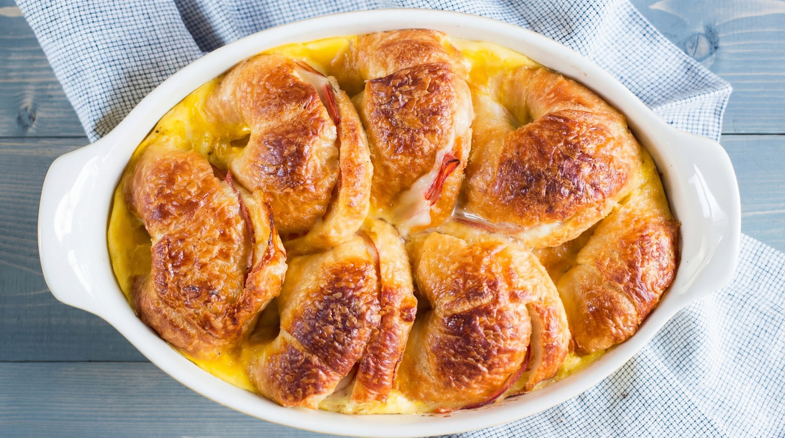 Layered Croissant Sandwich Casserole Recipe - Featured Image