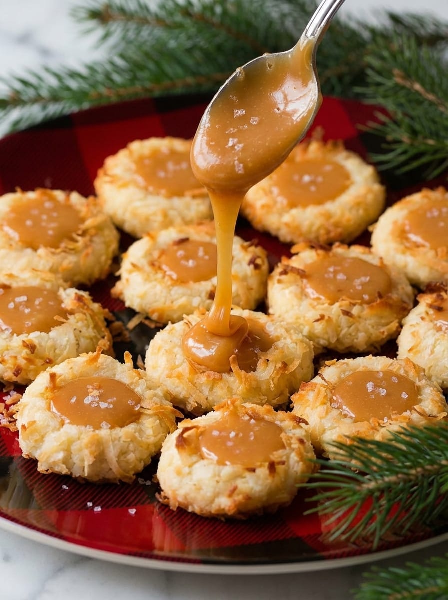 My Method for Salted Caramel Coconut Thumbprint Cookies