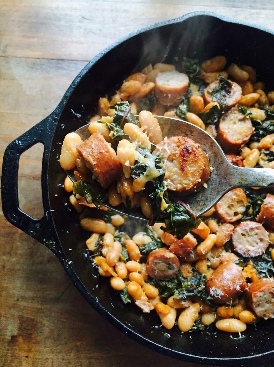 My Method for Swiss Chard with Cannellini Beans and Sausage