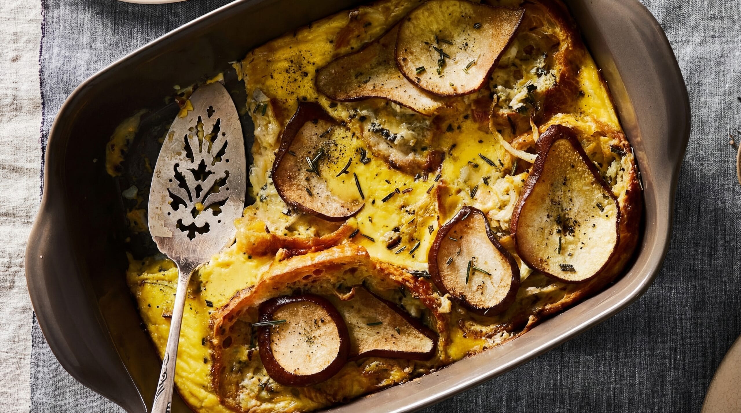 Cozy Pear and Fennel Strata Recipe Pear and Fennel Strata Recipe - Featured Image