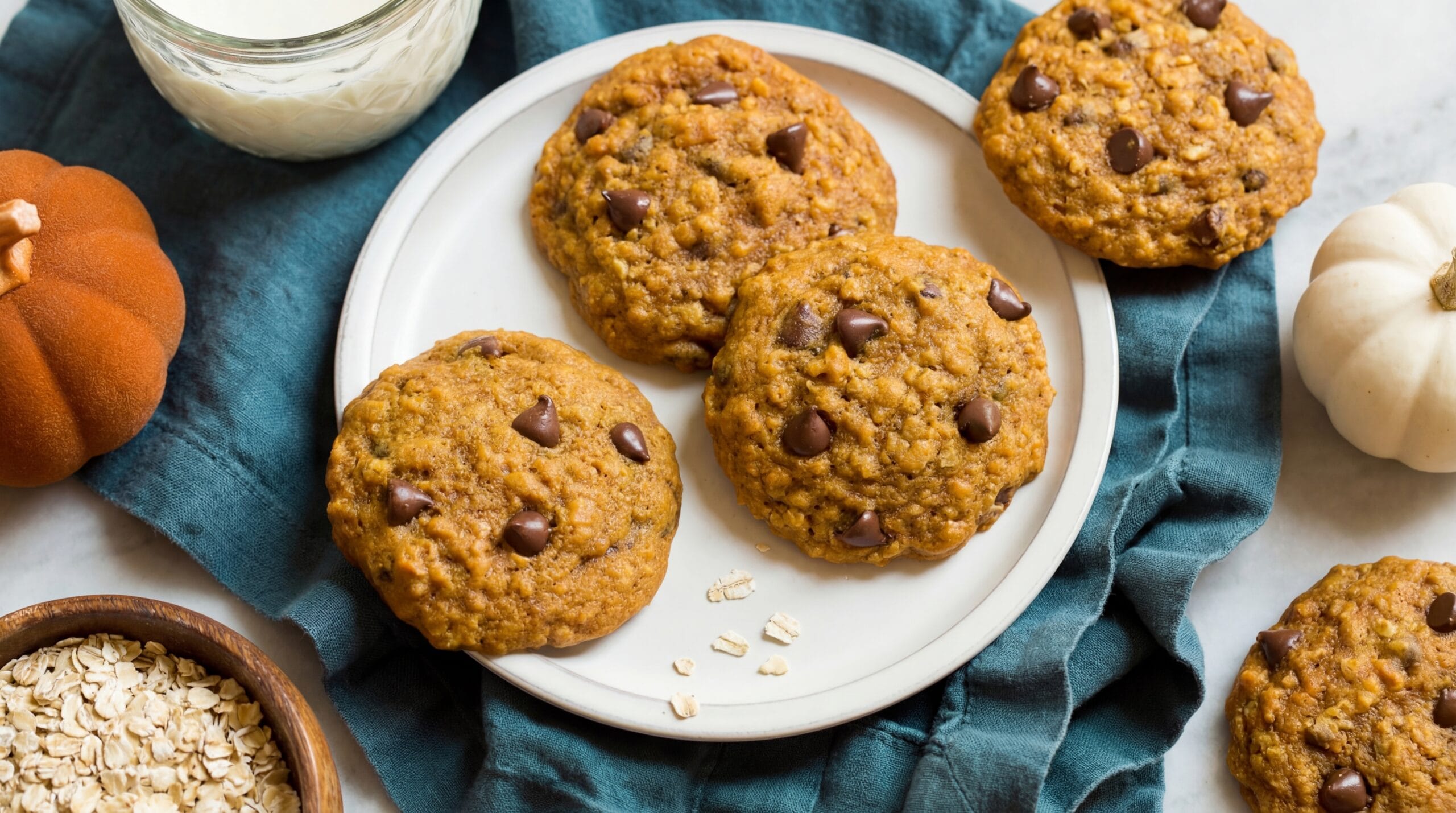 Pumpkin Oatmeal Chocolate Chip Cookies Recipe - Featured Image