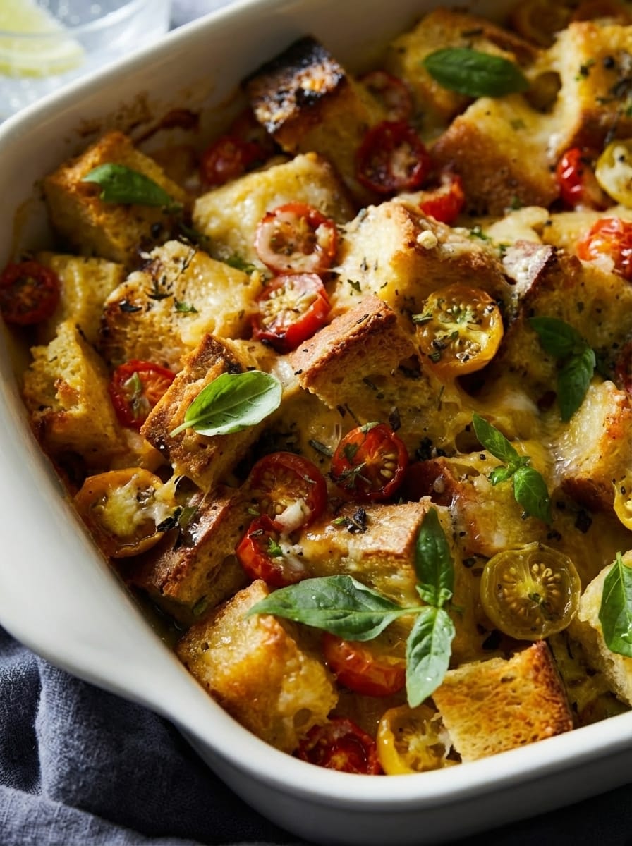 Zesty Tomato Cheddar Bread Pudding Recipe What Makes This Tomato Cheddar Bread Pudding a Keeper