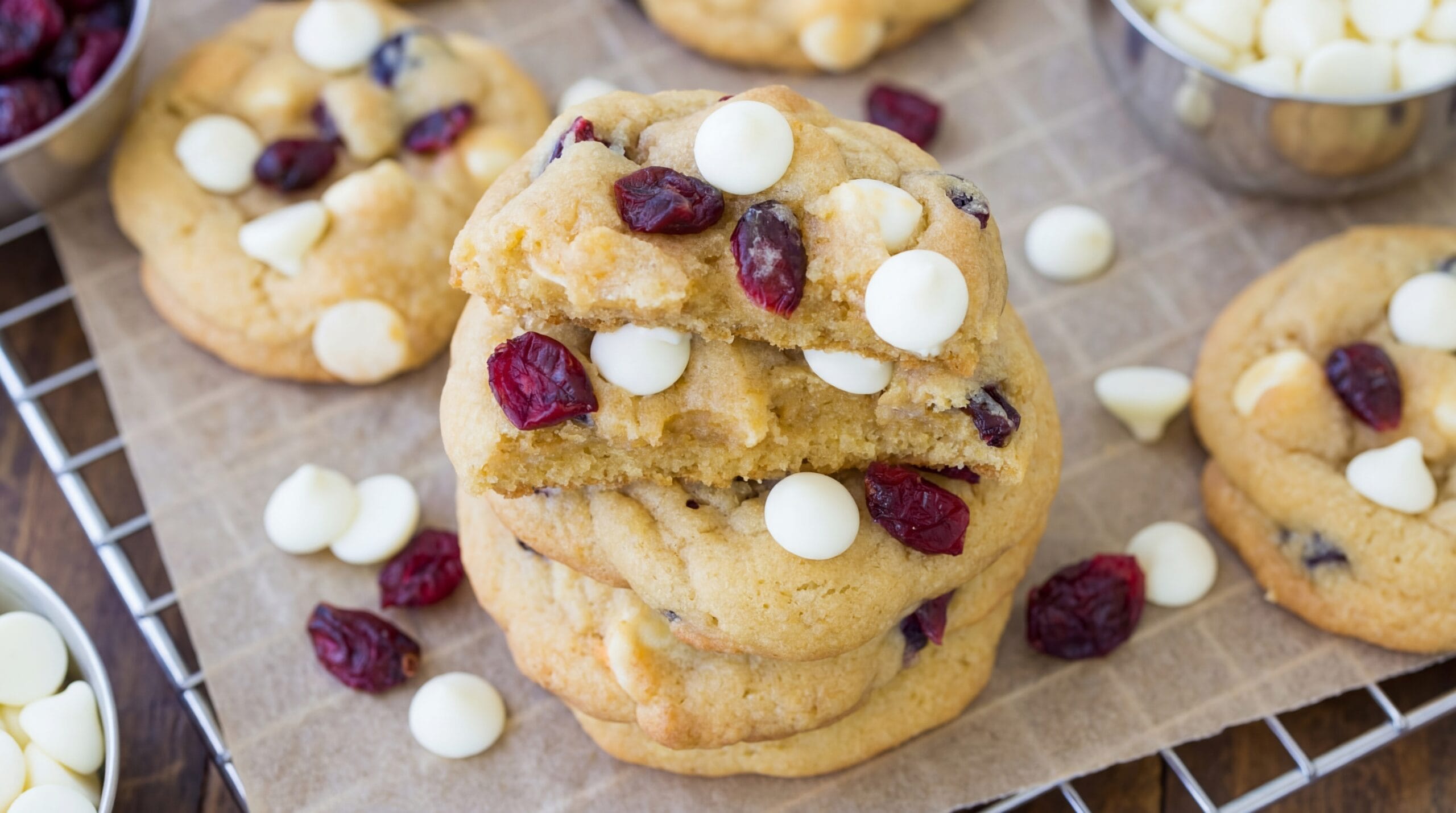 White Chocolate Cranberry Cookies Recipe - Featured Image