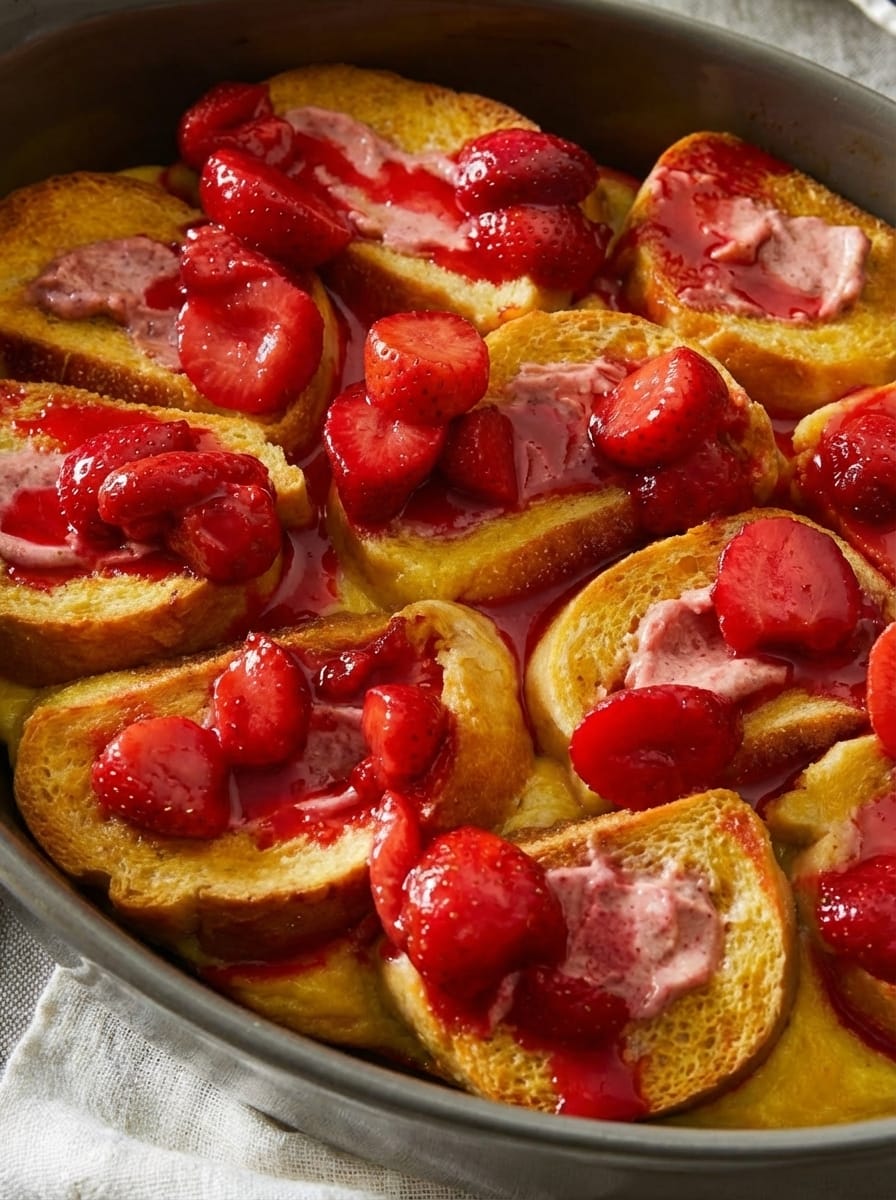Why You'll Love This French Toast Casserole With Strawberry Sauce