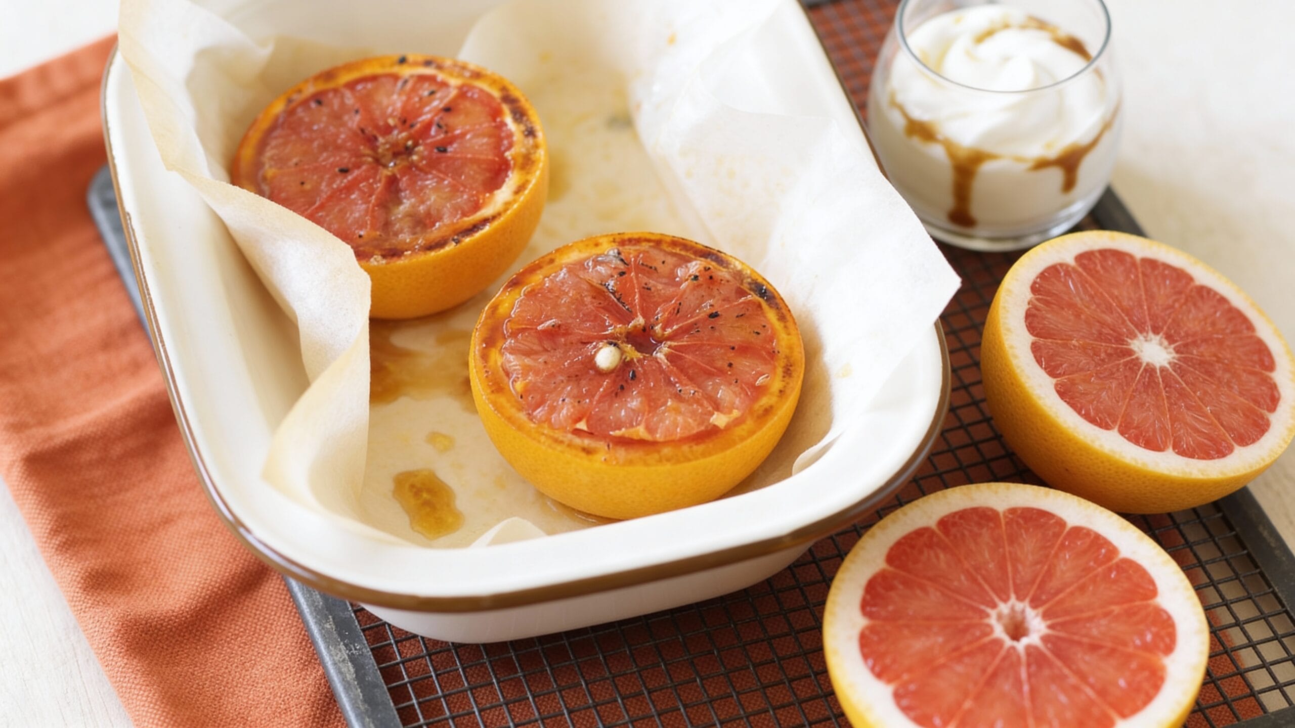 Caramelised pink grapefruit
