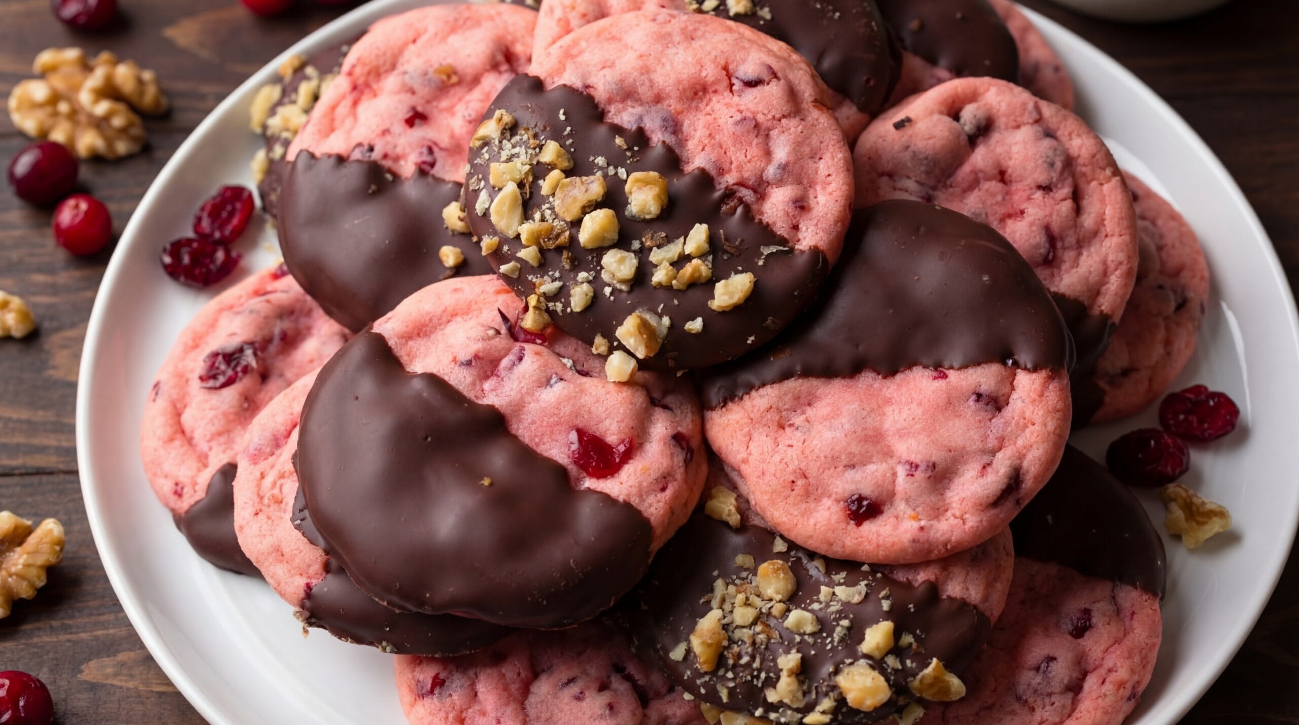 Chocolate Dipped Cranberry Cookies Recipe - Featured Image