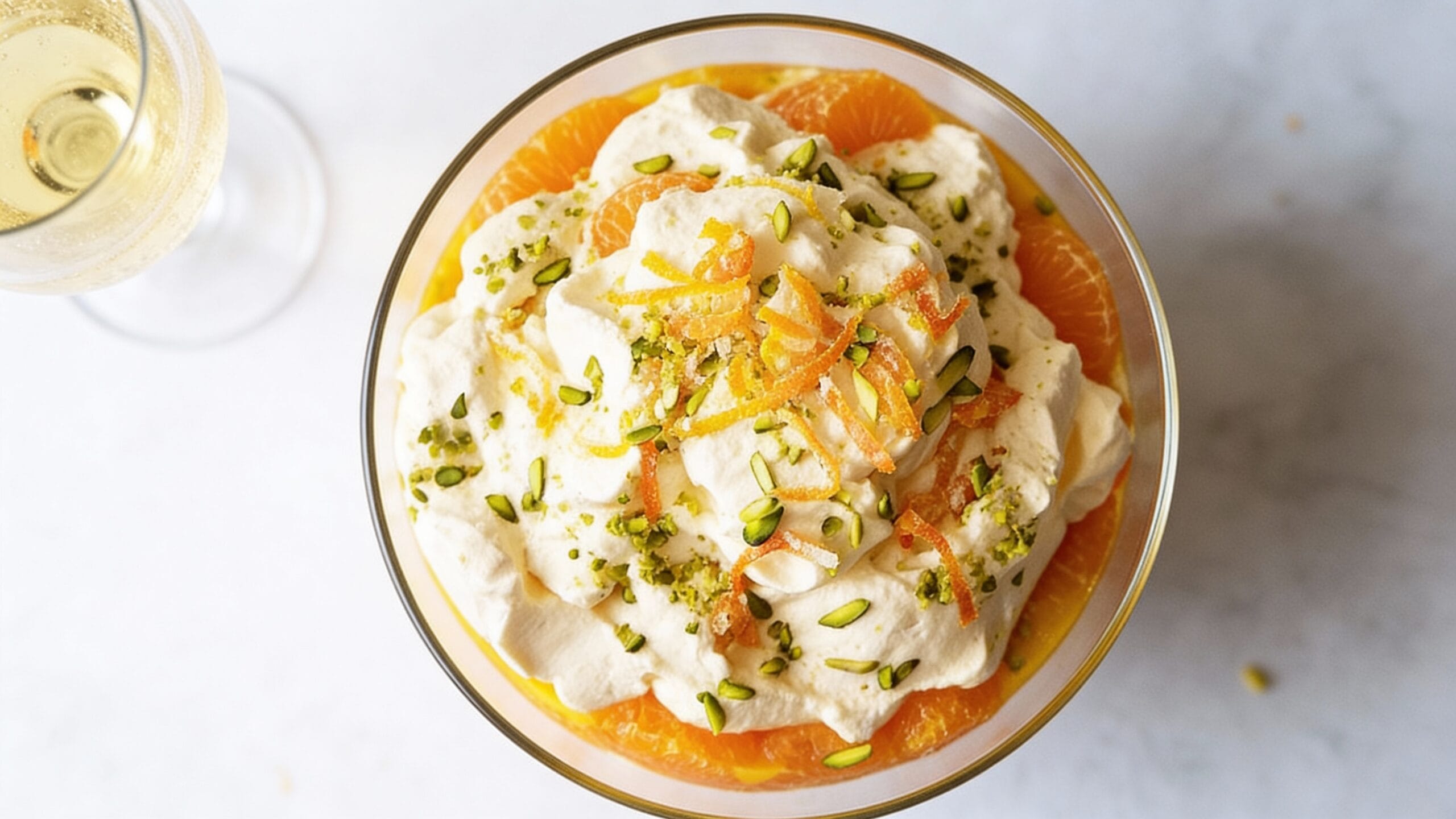 Clementine and prosecco trifle