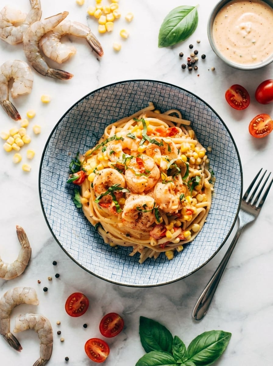 Cozy Shrimp Pasta with Corn Recipe How I Like to Serve This Shrimp Pasta with Corn