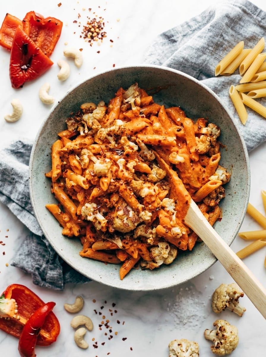 Quick red pepper cashew pasta Recipe How to Serve This Red Pepper Cashew Pasta