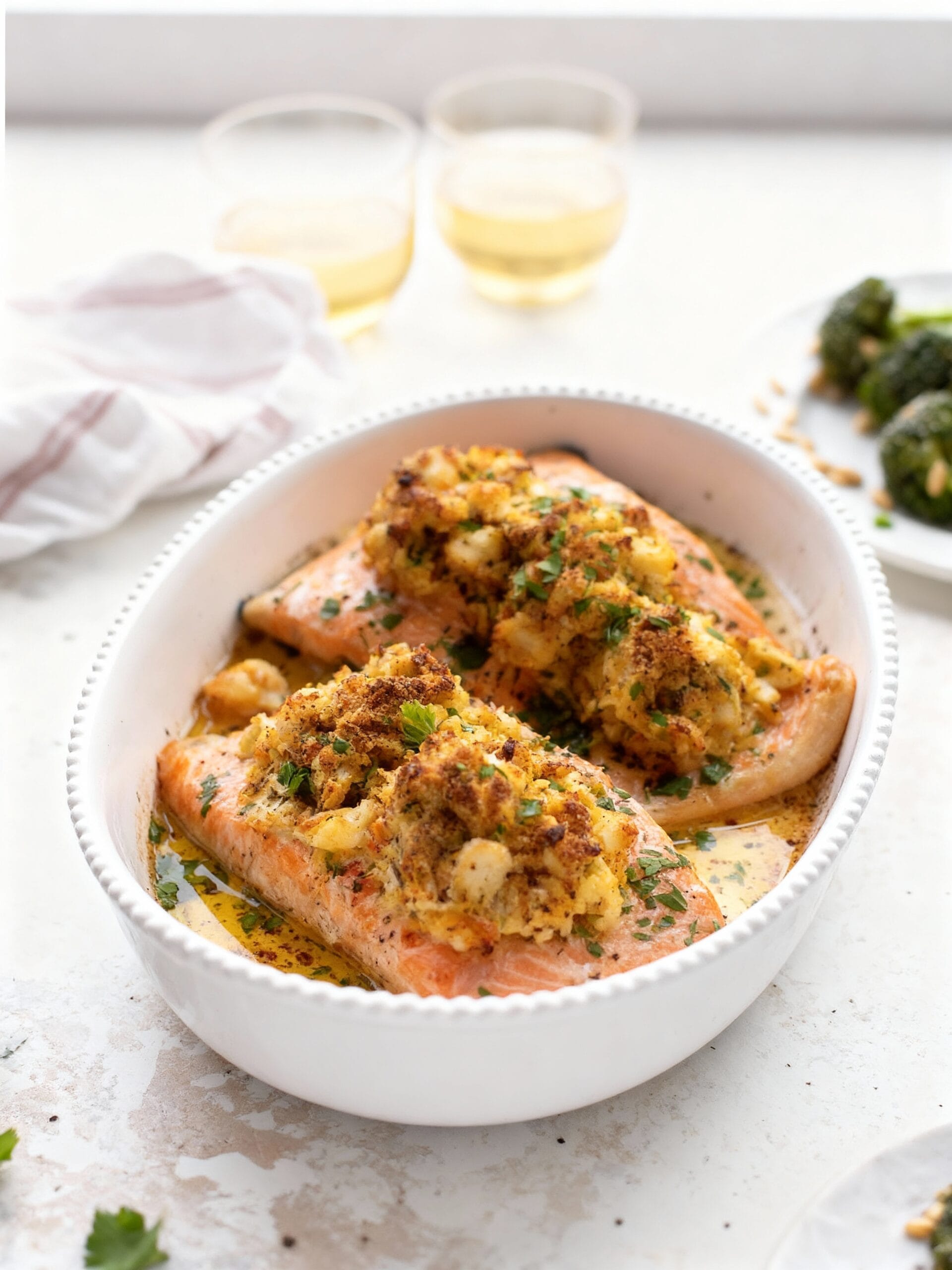 My Method for Perfect Crab Topped Salmon