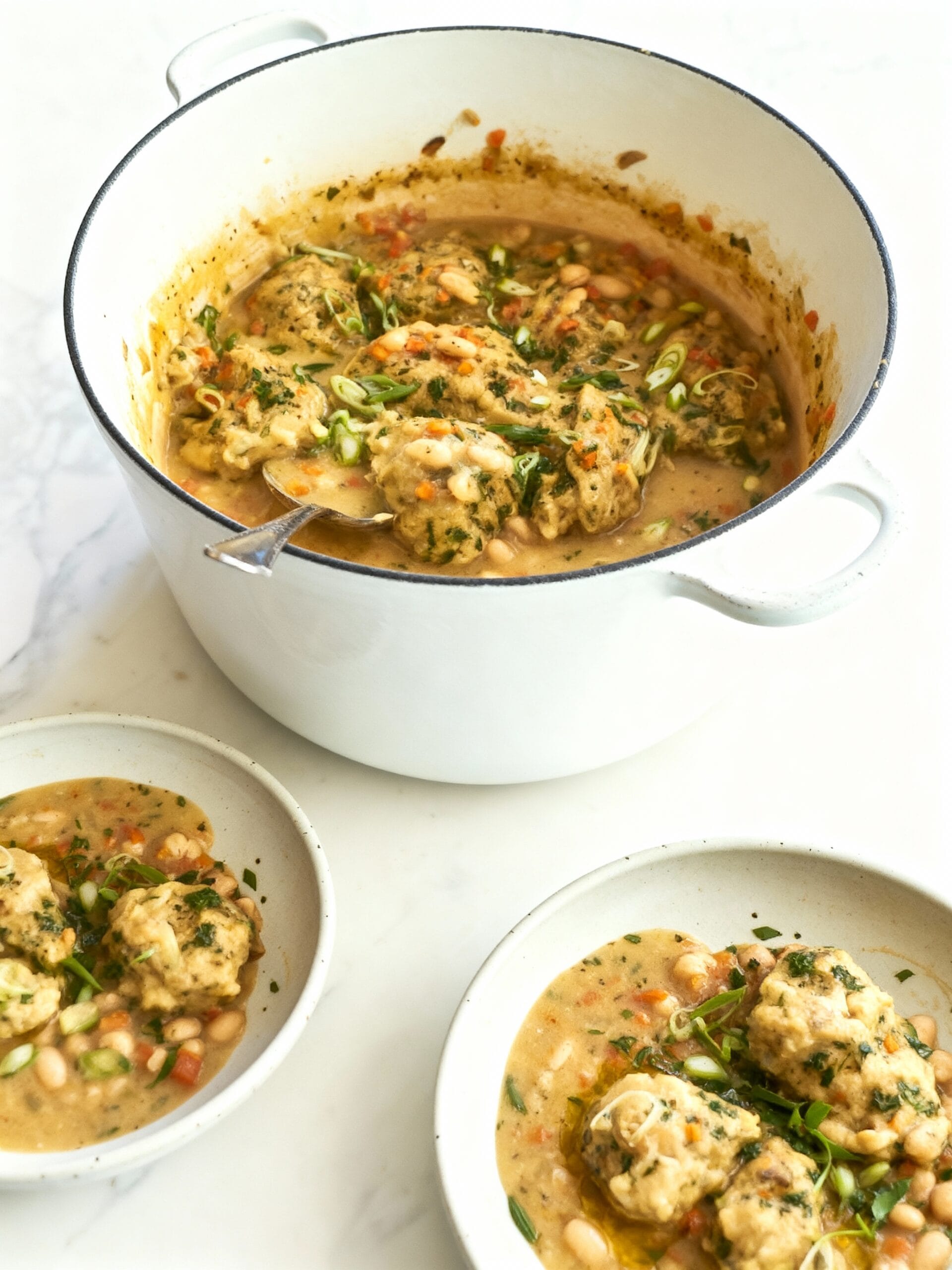 My Method for Perfect White Bean Soup with Pesto Herb Dumplings